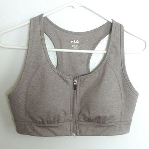 Fila Sport Bra Zip Up Women's Size Medium M Grey